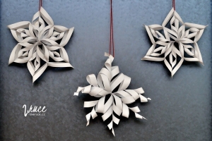 3D papírové zimní vločky a vánoční hvězdy