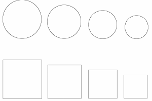 Kruh a čtverec - šablona pro řazení podle velikosti