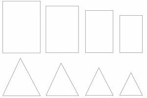 Obdélník a trojúhelník - šablona pro řazení podle velikosti