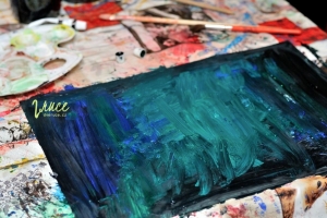 Zimní les - malba pozadí