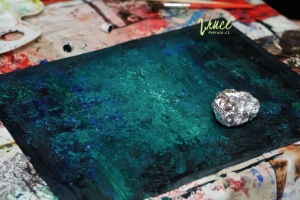 Zimní les - malba pozadí