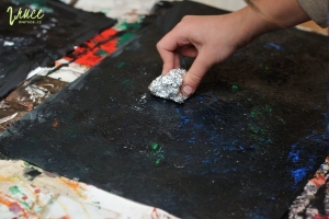 Zimní les - malba pozadí