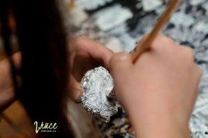 Zimní les - malba (obtisk) sněhu