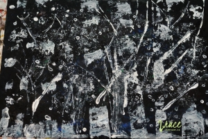 Zimní les - malba (obtisk) sněhu