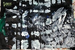 Zimní les - malba (obtisk) sněhu