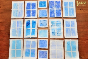 zimní zamrzle okno  pomocí různých technik