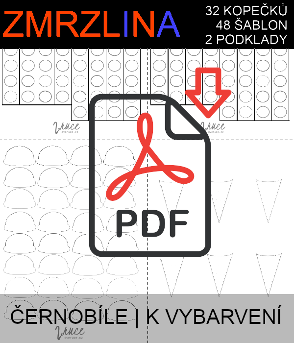 Zmrzlina -barevné kopečky podle zadání | černobílé PDF k tisku